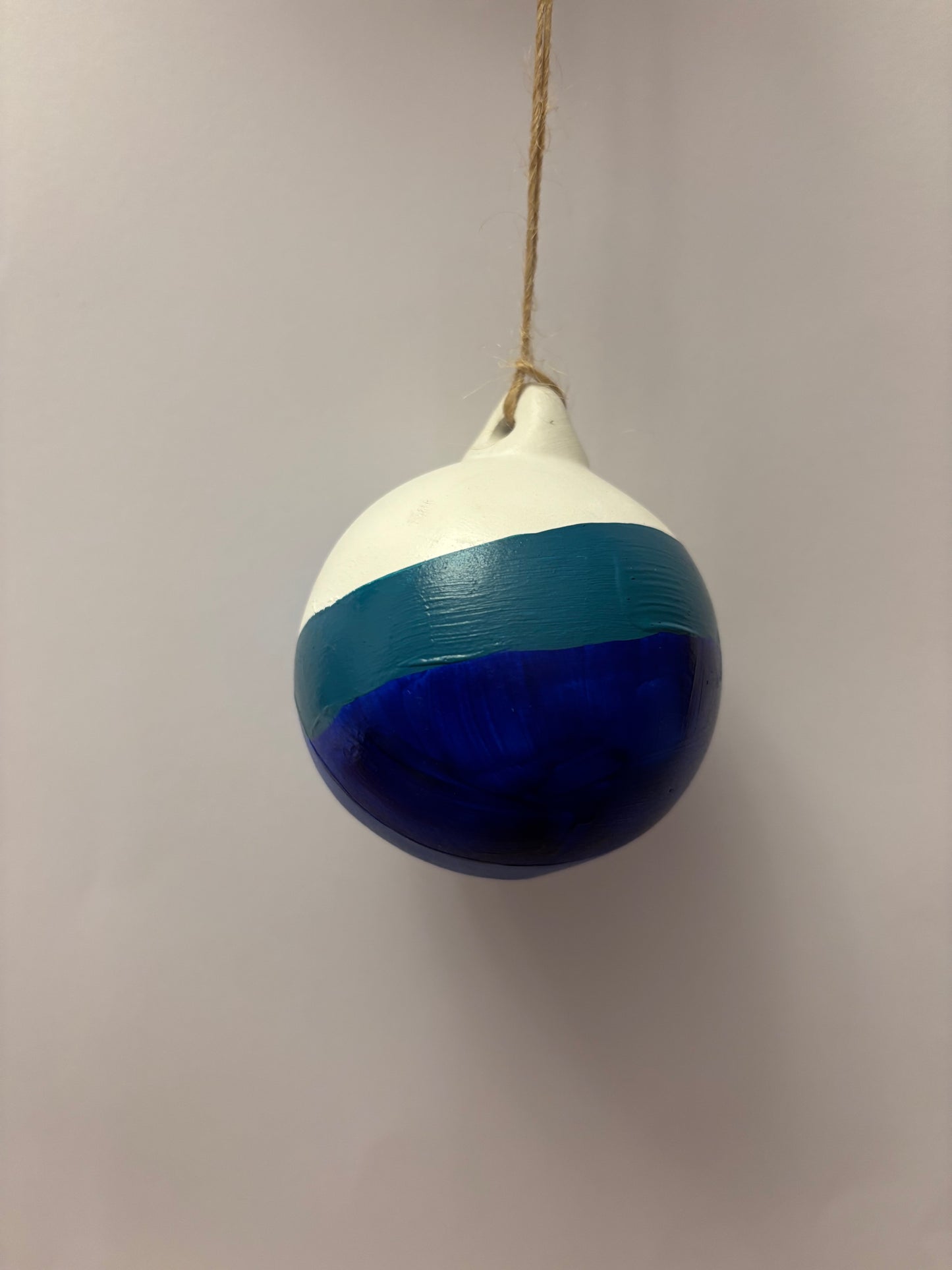 Blue Geometric Round Ceramic Bauble