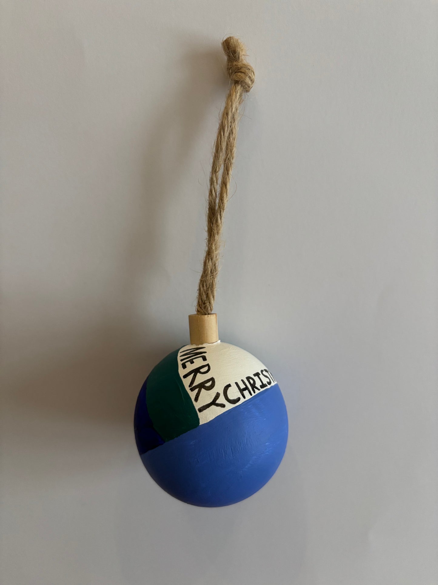 Geometric blue wooden bauble