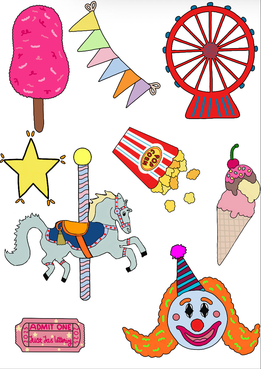 Fairground theme stickers