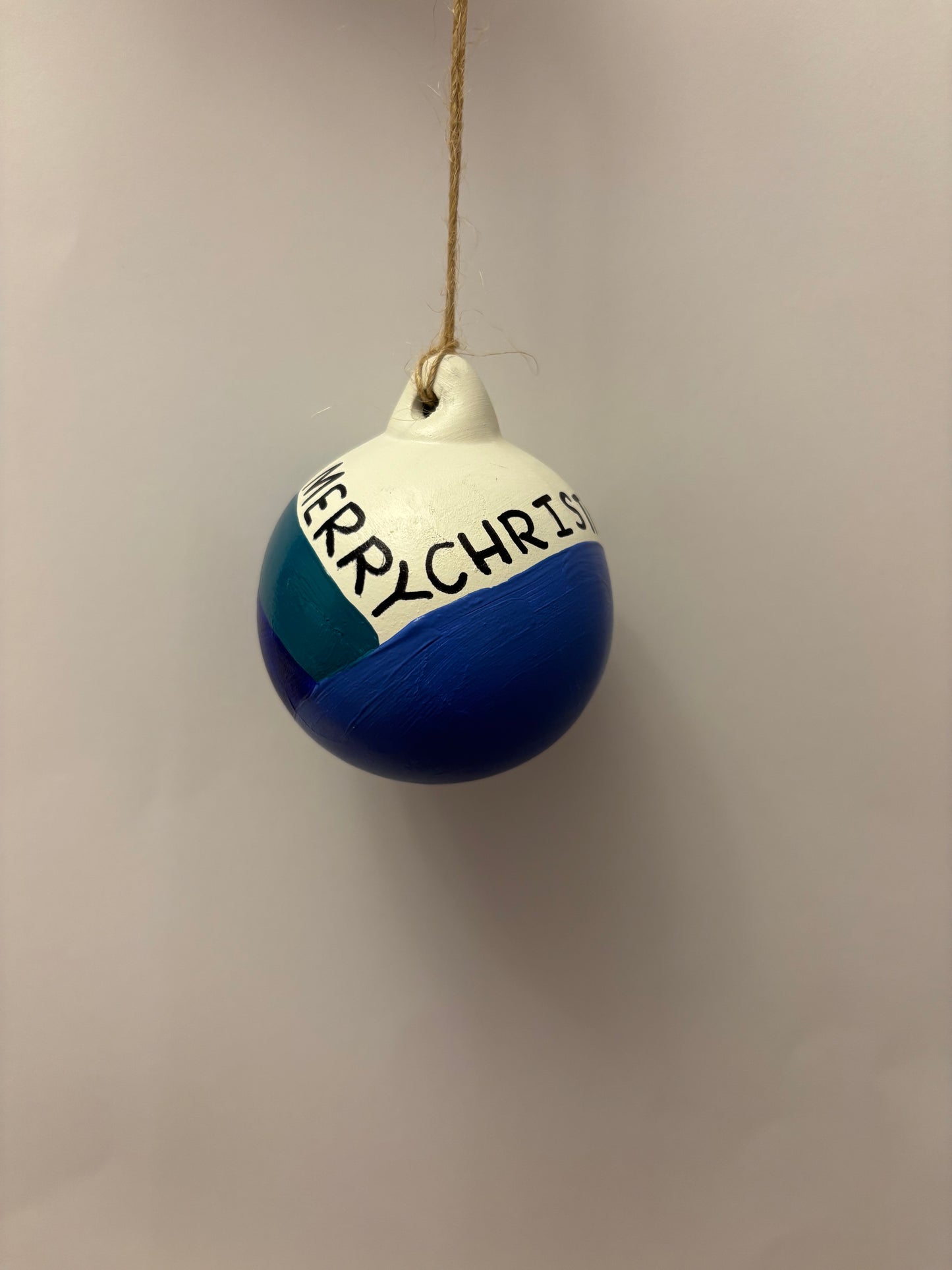 Blue Geometric Round Ceramic Bauble