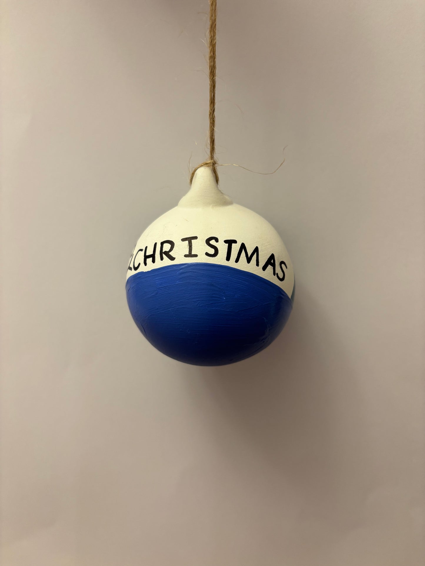 Blue Geometric Round Ceramic Bauble