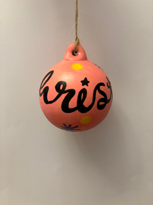 Pink Starry ceramic bauble