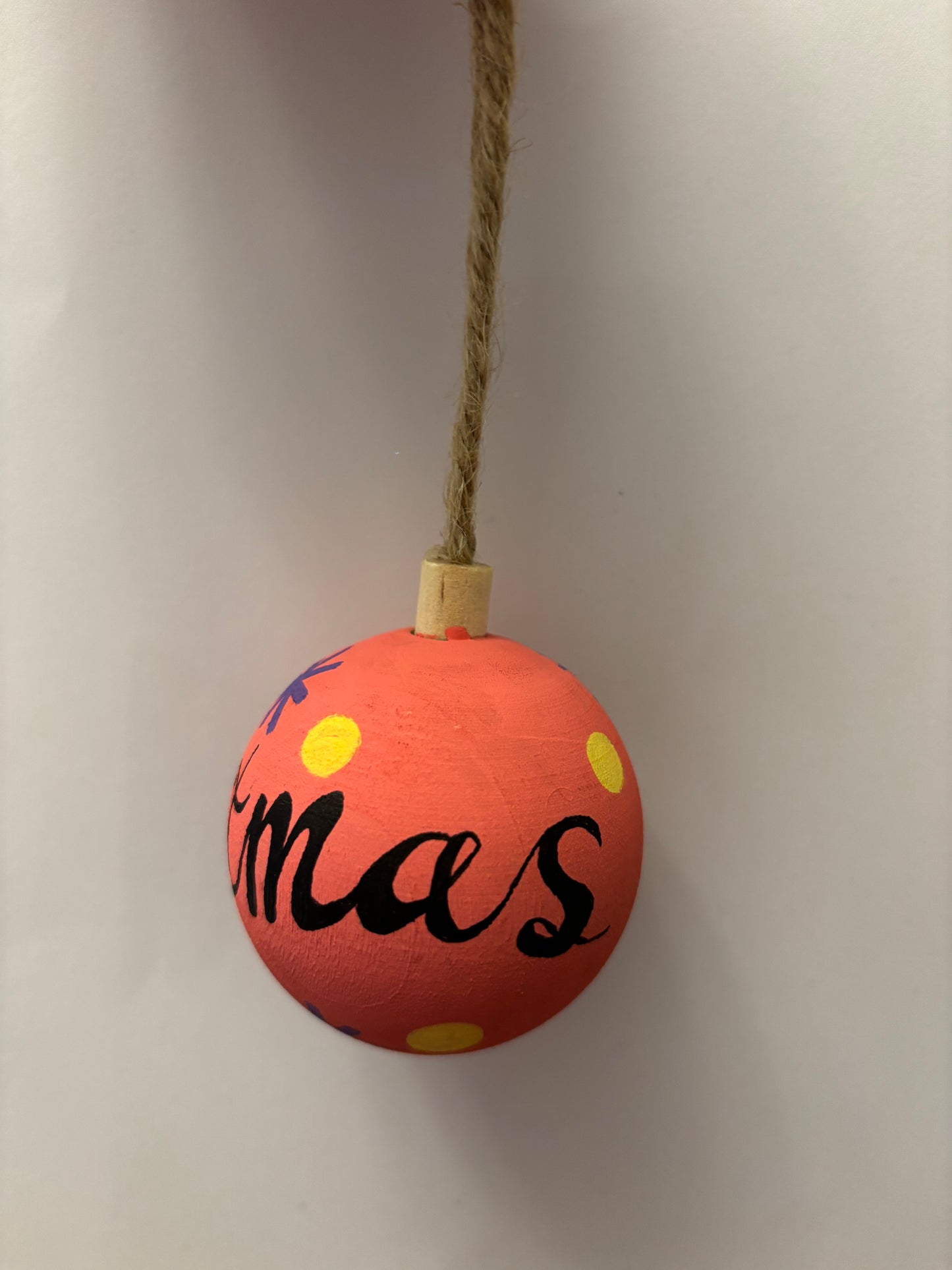 Pink starry wooden bauble