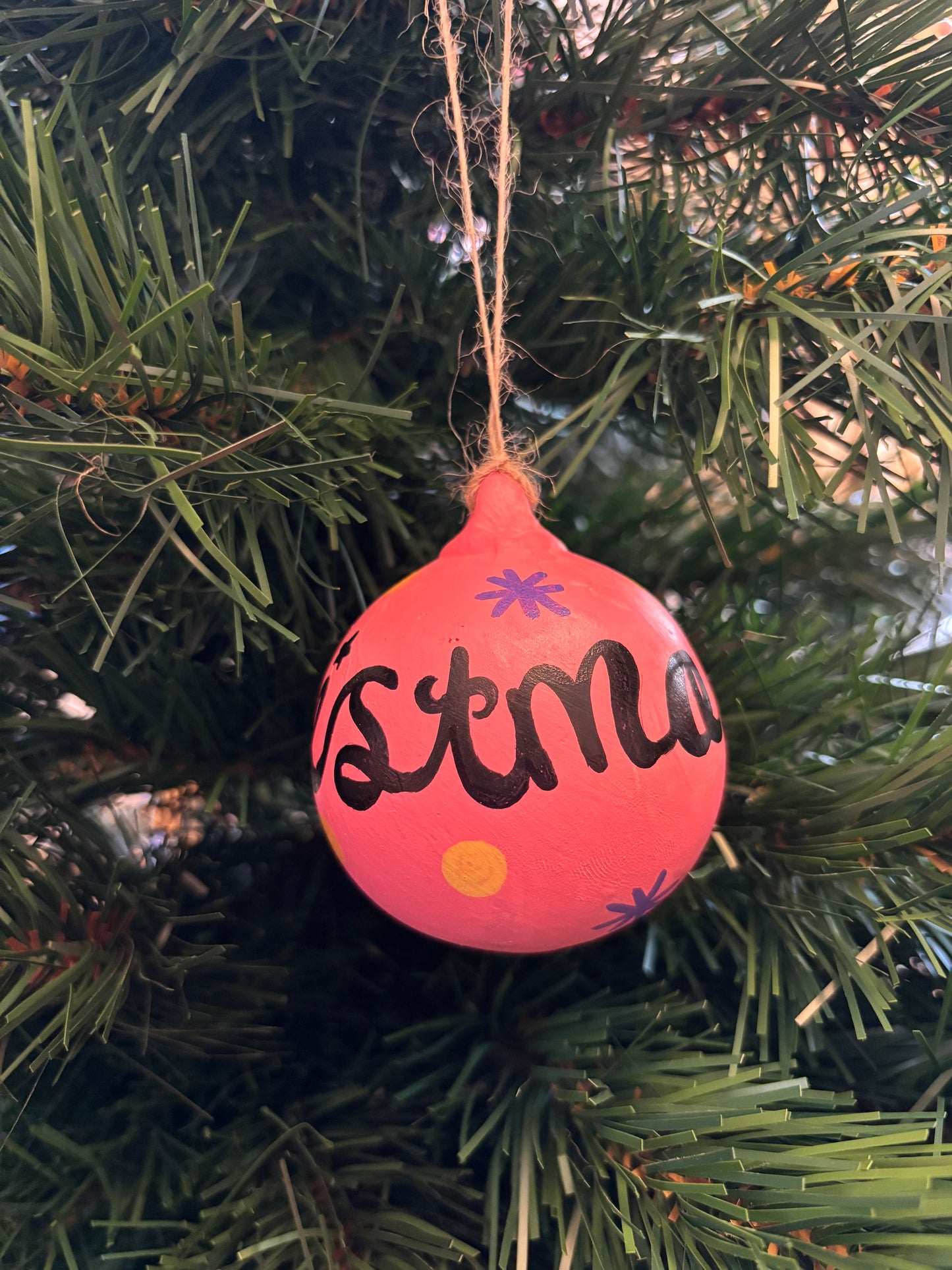 Pink Starry ceramic bauble