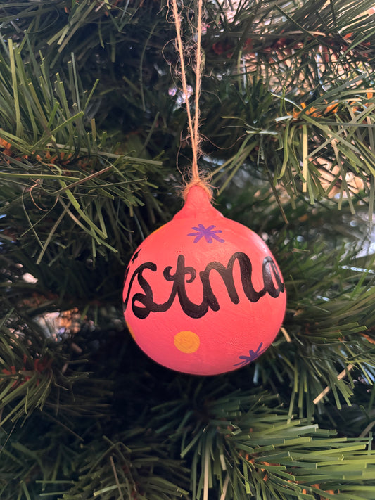 Pink Starry ceramic bauble