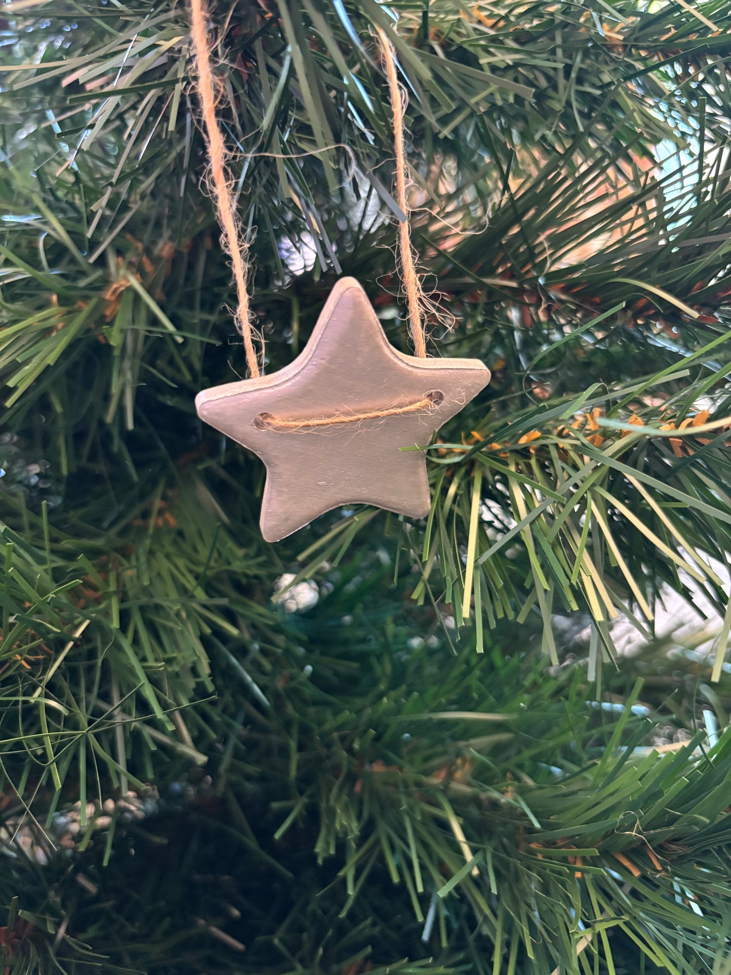 Silver ceramic star bauble