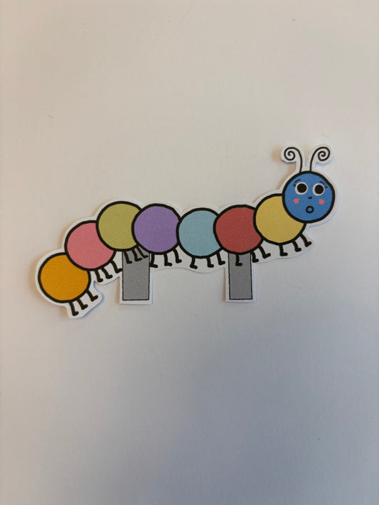 Multicoloured caterpillar bookmark