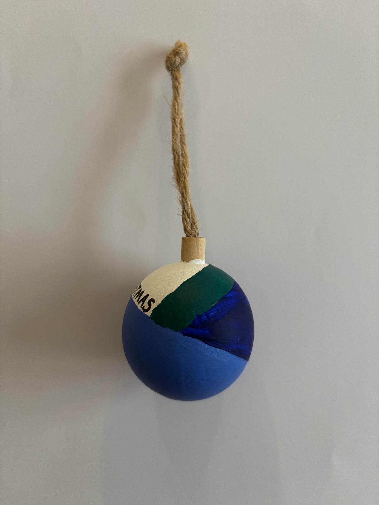 Geometric blue wooden bauble
