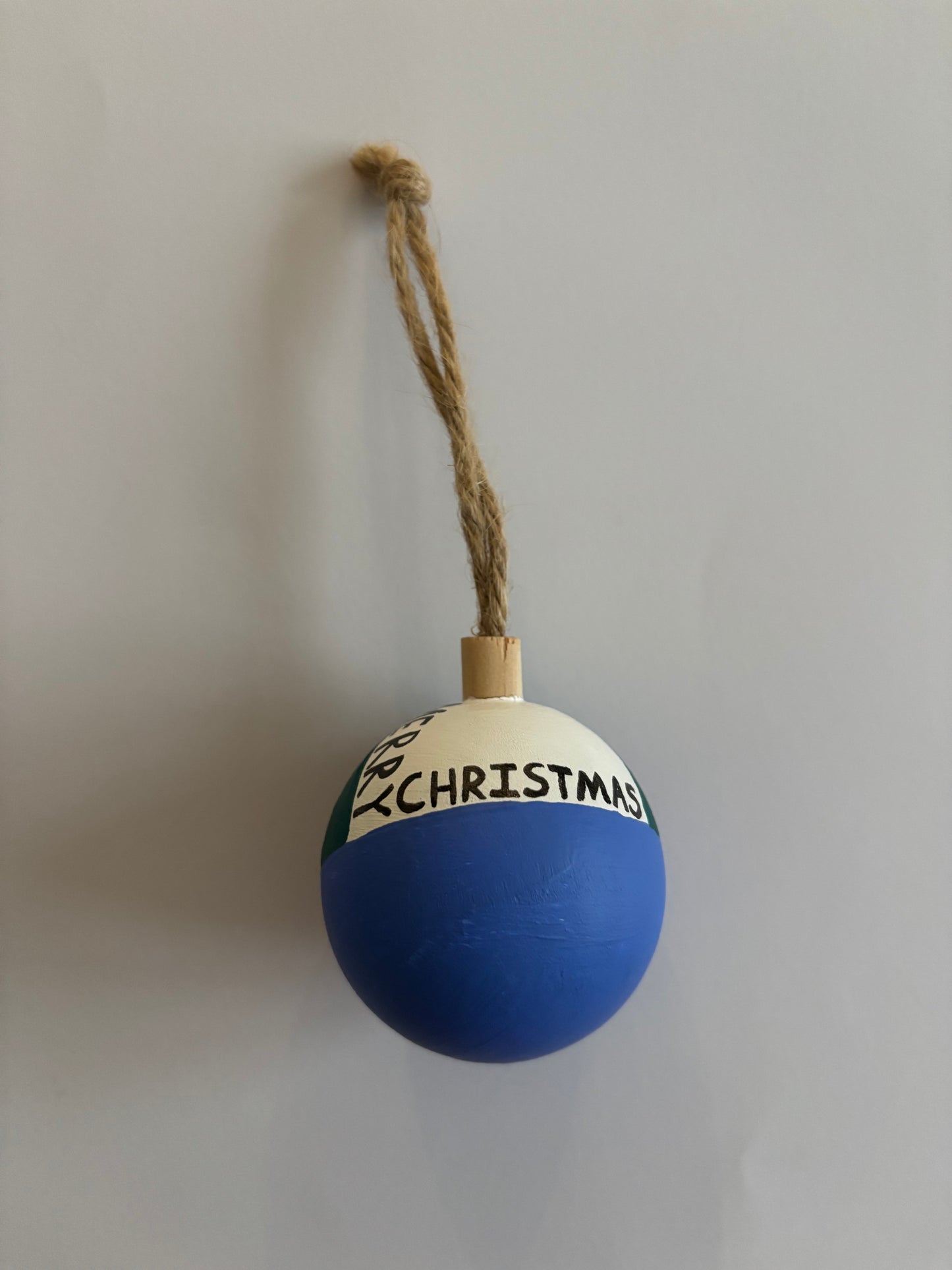 Geometric blue wooden bauble